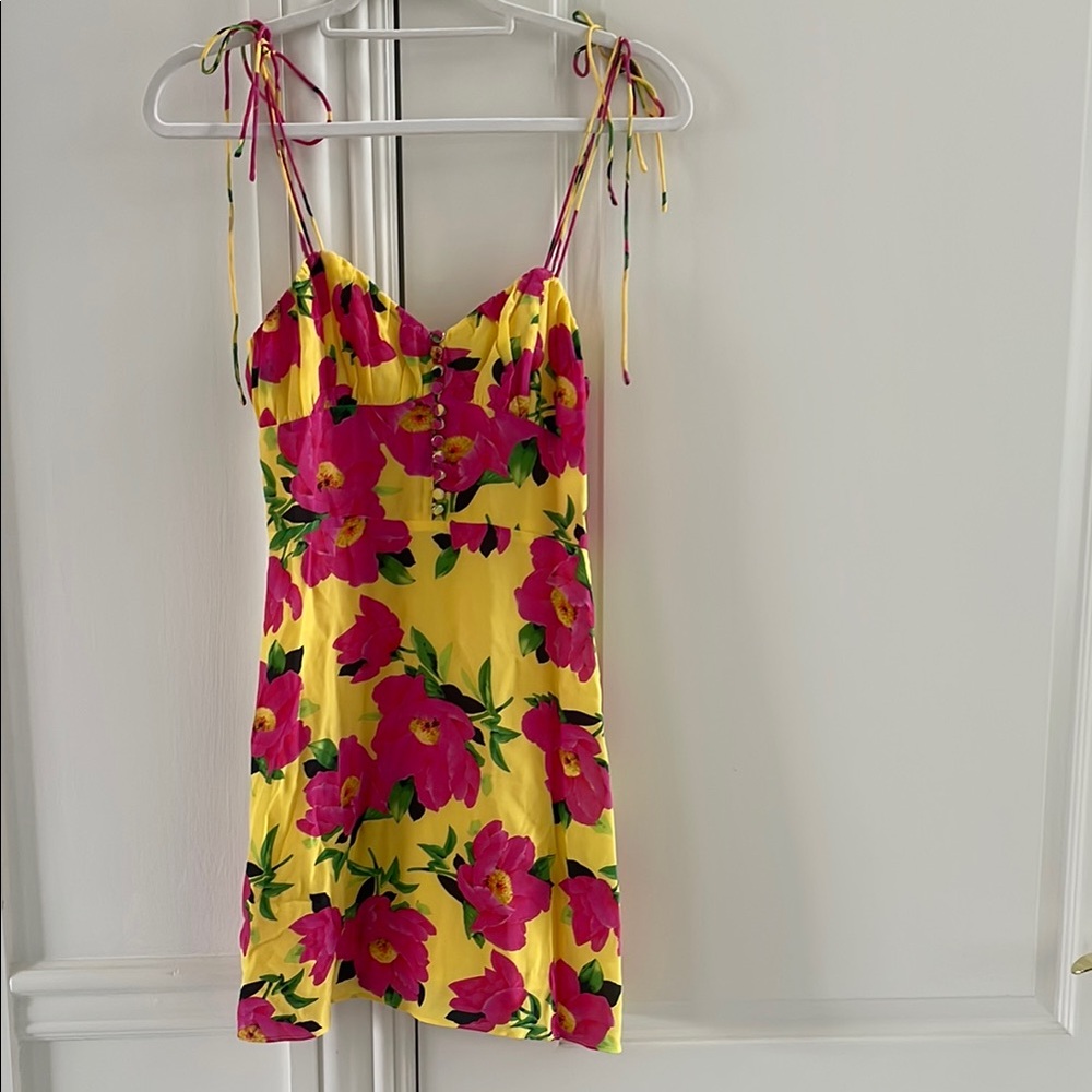 Kooples Silk Floral Yellow and Pink Sundress